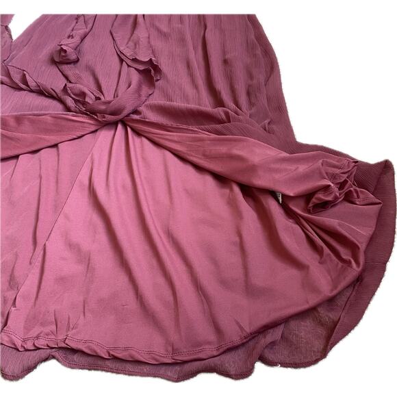 ZARA Georgette Ruffled Midi Dress Size M Dusty Pink Mauve‎ Romantic Feminine - Picture 9 of 13